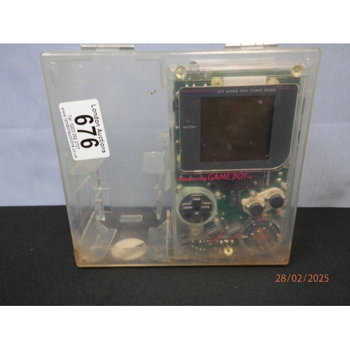 676 - Nintendo Game Boy Transparent in Original Box