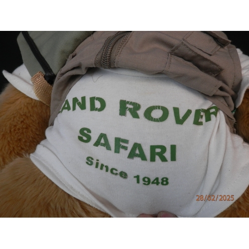 677 - Official Land Rover Promotional Safari Bear together with a Steiff Christmas Bear and a Harrods Bear