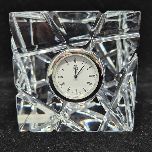 791 - Jasper Conran for Waterford Crystal Clock together with a Royal Doulton Saturn Crystal Cube Clock & ... 