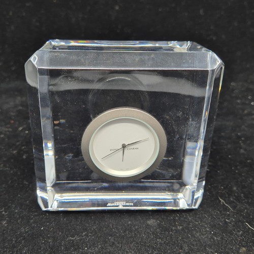 791 - Jasper Conran for Waterford Crystal Clock together with a Royal Doulton Saturn Crystal Cube Clock & ... 