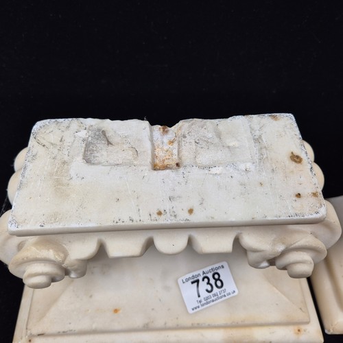 738 - Pair of Marble Ionic Column Capitals