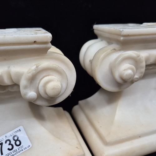 738 - Pair of Marble Ionic Column Capitals