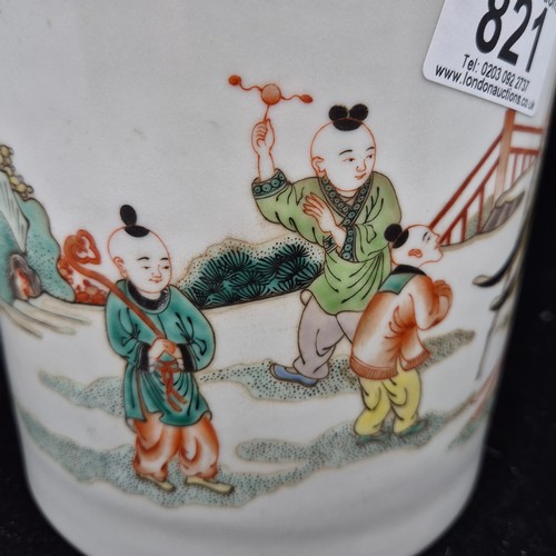 821 - 22cm Chinese Famille Rose Vase Kangxi Mark to Base