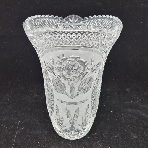 723 - Irena Poland Matt Rose 24% Lead Crystal Vase Mint in Box