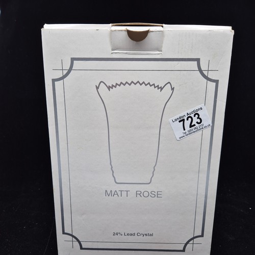 723 - Irena Poland Matt Rose 24% Lead Crystal Vase Mint in Box