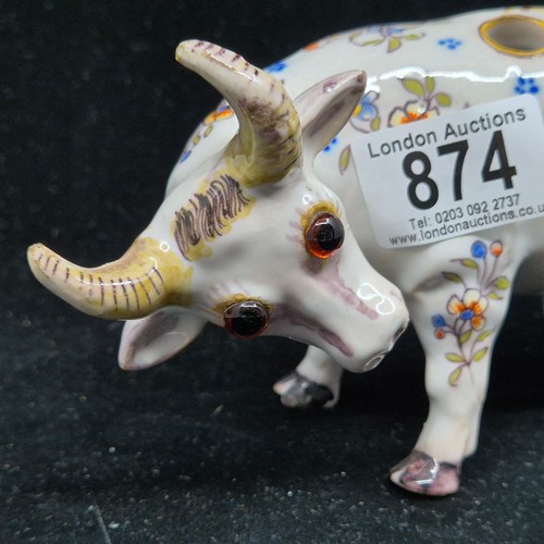 874 - Formaintraux Freres French Faience Bull Flower Holder