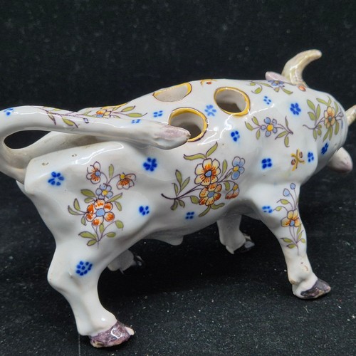 874 - Formaintraux Freres French Faience Bull Flower Holder