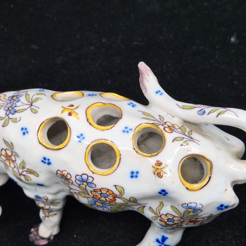 874 - Formaintraux Freres French Faience Bull Flower Holder