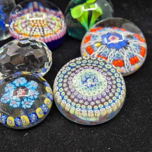 876 - Collection of Ten Glass Paperweights to include Two Strathearn Millefiori Examples, Victorian Exampl... 