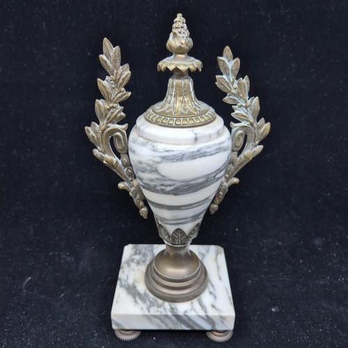 879 - Pair of Marble and Bronze Cassolettes (approx 25cm tall)