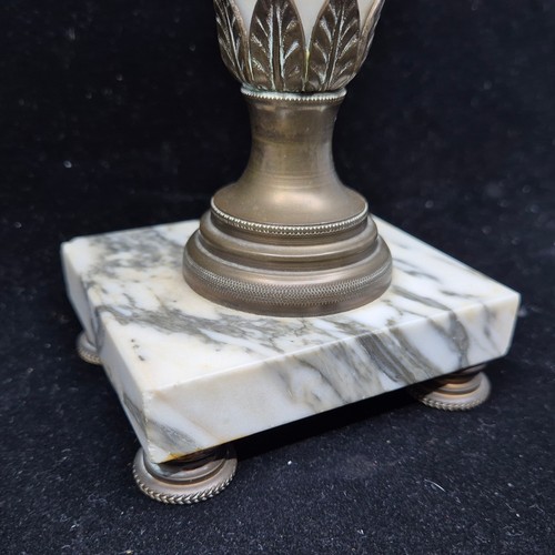 879 - Pair of Marble and Bronze Cassolettes (approx 25cm tall)