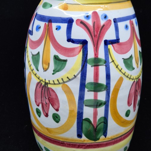 880 - Pair of Graduated Mediterranean Jugs with Deco Style Handles, the larger approx 29cm tall