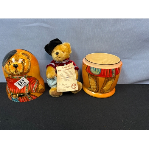 682 - Hermann Matryoshka Limited Edition Mohair Bear in Russian Doll Style Box