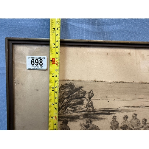 698 - 1920s Framed & Pencil Signed German Etching Numbered 33/100