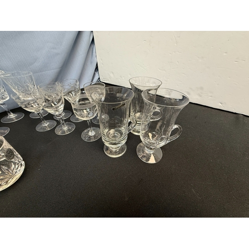 721 - Collection of Glassware together with a Wedgwood Nautillus Plate includes a set of Edwardian Sherry ... 