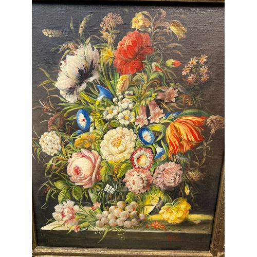 860 - Norman Henry FRENCH (1906-1984) Mid Century Oil on Board Framed Painting of Flowers Signed “Rima”