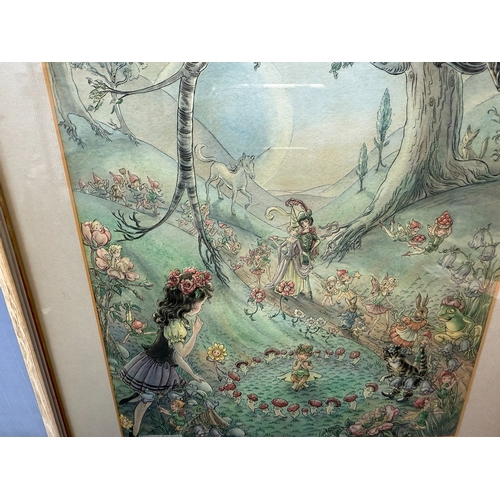 862 - Marjorie Dawson Watercolour on Paper Titled Once in a Blue Moon, Framed with Label to Verso