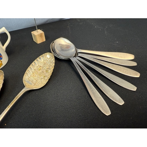 905 - Small Lot of Odds incl. Plated Berry Spoons, Coronation Memorabilia etc