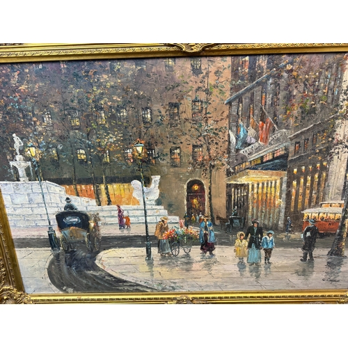 948 - Gilt Framed Parisian Scene, Oil on Canvas Signed E Cooper 95cm x 60cm