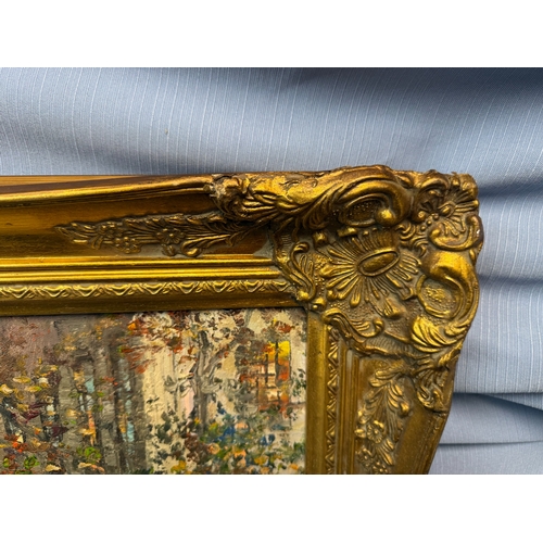 948 - Gilt Framed Parisian Scene, Oil on Canvas Signed E Cooper 95cm x 60cm