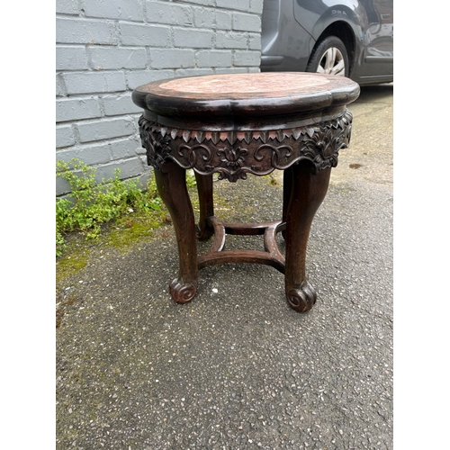 276A - A Chinese Marble & Hardwood Side Table