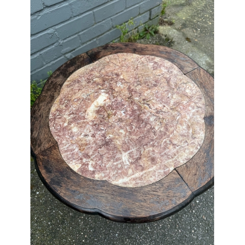 276A - A Chinese Marble & Hardwood Side Table