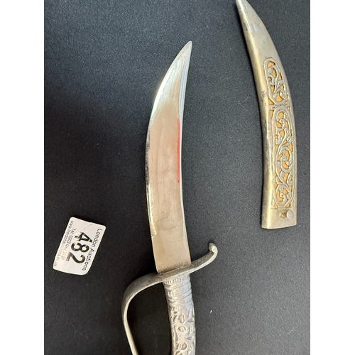 482 - Persian Khnajar Dagger with White Metal Sheath