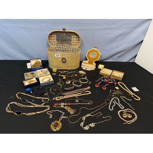 910 - A Vanity Case containing a large quantity of Vintage Costume Jewellery