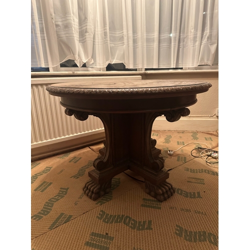 636B - Antique German Table on Lions Paw Feet