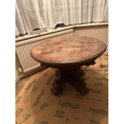 636B - Antique German Table on Lions Paw Feet