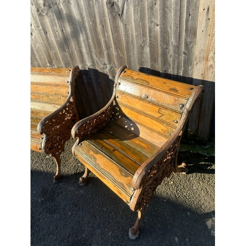 648Q - 19th Century Slatted Park Bench, Cast Iron ends, along with Two matching Chairs