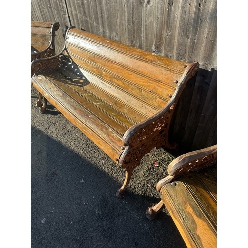 648Q - 19th Century Slatted Park Bench, Cast Iron ends, along with Two matching Chairs