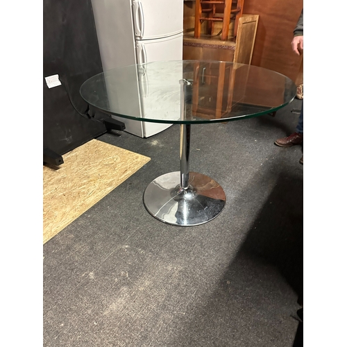 648Z - Chrome and Glass Dining Table