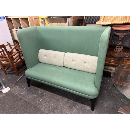 649C - Contemporary High Back Upholstered Green Sofa