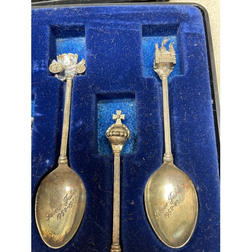 343 - Set of Silver Plated Queens Silver Jubilee Novelty Spoons