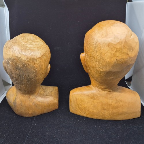 769 - Pair of Carved Wooden Busts (both approx 30cm tall)