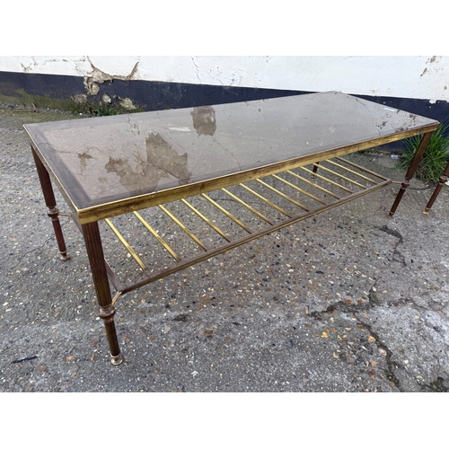 632 - A Mid Century Pair of Brass & Glass Coffee Tables