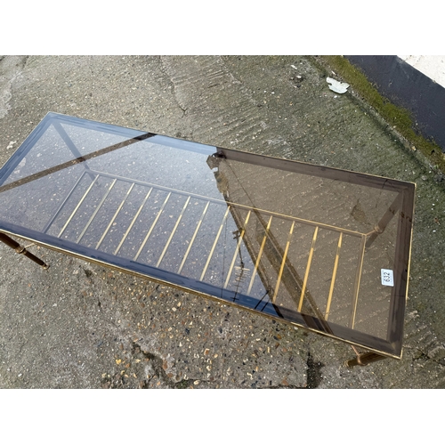 632 - A Mid Century Pair of Brass & Glass Coffee Tables