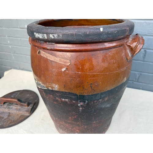 744 - Large Earthenware Storage Jar/ Bread Crock