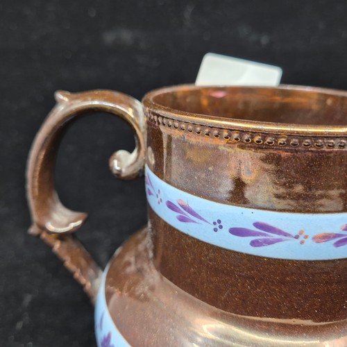 829 - A Good Group of Jugs and Pitcher, Victorian onwards including Jackfield Pewter Lidded Pitcher, Coppe... 