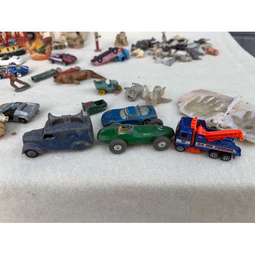 761 - Collection of Vintage Toys including Lead Animals, Dinky & Corgi, Marx Tinplate Speedway Set, Meccan... 