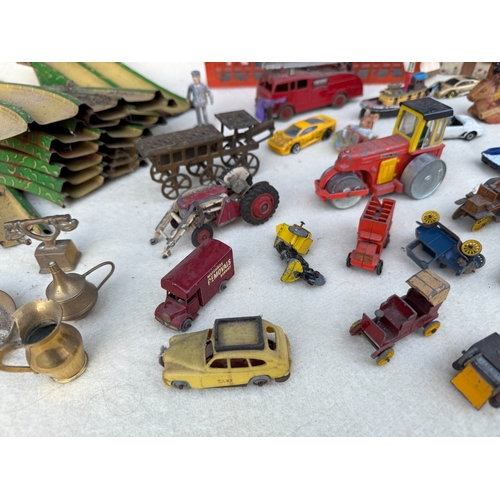 761 - Collection of Vintage Toys including Lead Animals, Dinky & Corgi, Marx Tinplate Speedway Set, Meccan... 