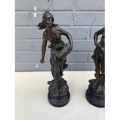 768 - Pair of Spelter Statues on Wooden Bases, One “The Maritime Engineer” Signed Auguste Moreau and anoth... 