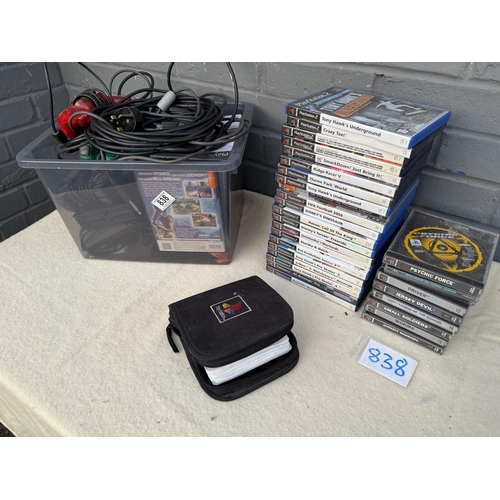 838 - A Large Retro Gaming Lot including PS1/PS2 Games and Accessories plus a large quantity of empty case... 