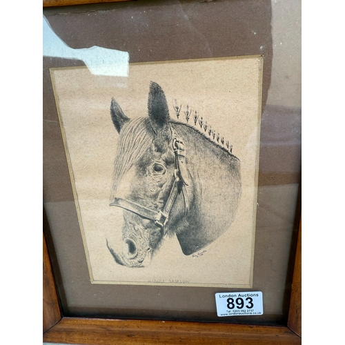 893 - Framed Reginald Frank Knowles Drewe Watercolor Painting of a Gipsy Scene & Another Equine Print