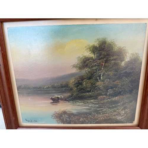 895 - Framed Oil on Board Scene Signed Gautier (28cm x 22cm)