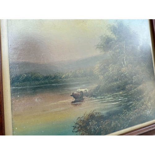 895 - Framed Oil on Board Scene Signed Gautier (28cm x 22cm)