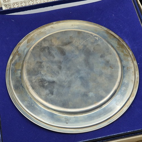 799 - Solid Silver Plate by William Comyns & Sons Commemorating the Silver Wedding of Queen Elizabeth II &... 