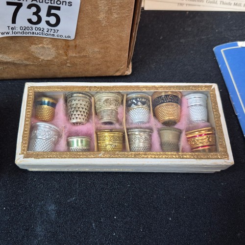 735 - Large Collection of Thimbles including The Thimbles Collectors Guild, Silver Examples etc