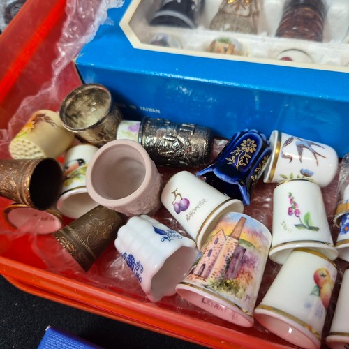 735 - Large Collection of Thimbles including The Thimbles Collectors Guild, Silver Examples etc